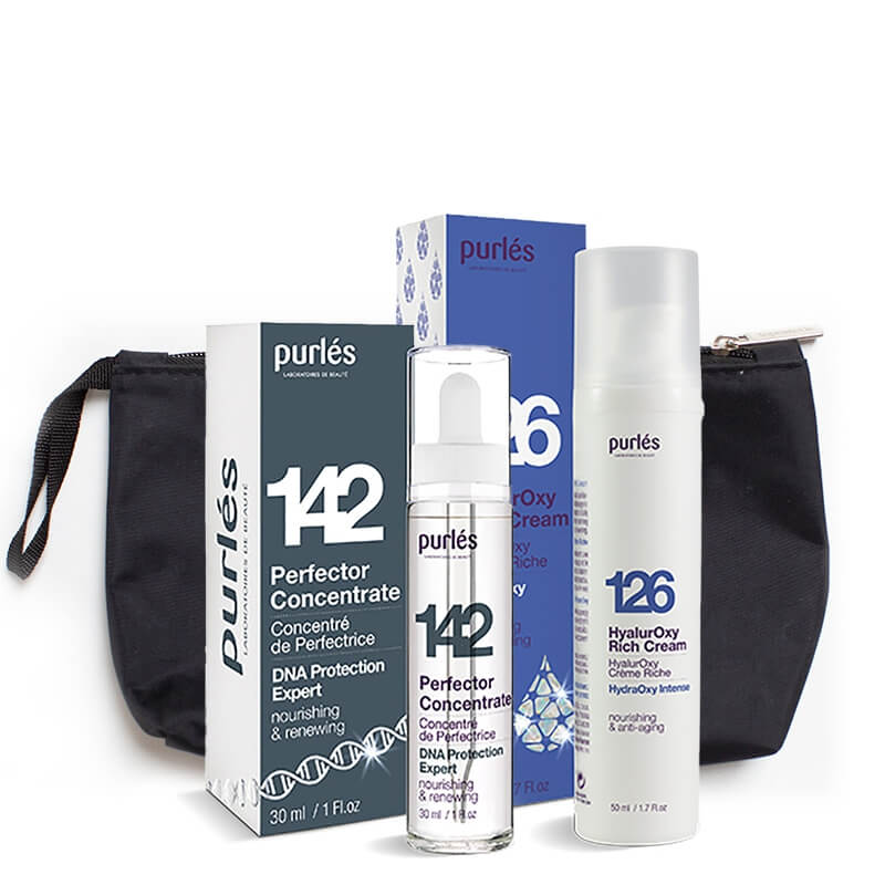 Purles Perfector Concentrate + HyalurOxy Rich Cream ZESTAW Koncentrat 30 ml + Bogaty krem hyalurOxy 50 ml + Kosmetyczka 1 szt