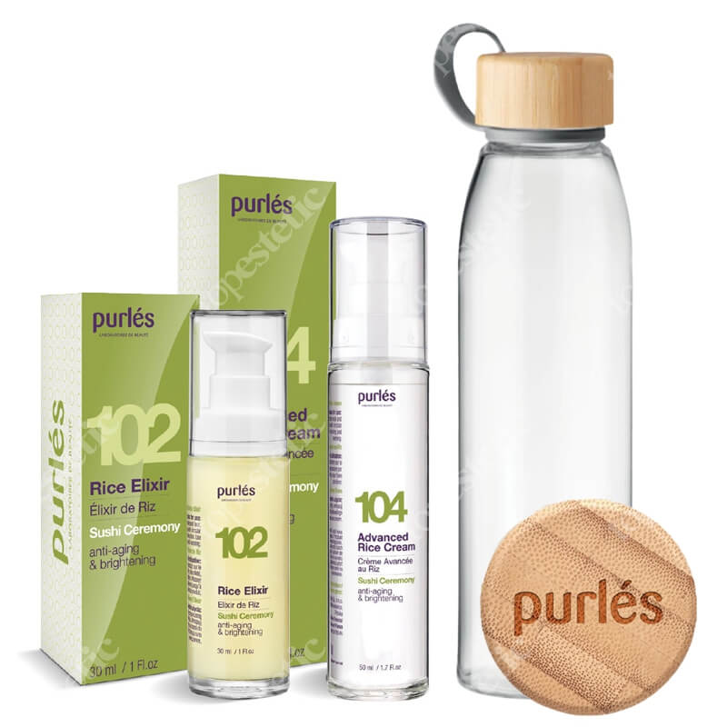 Purles Rice Ceremony Set + EKO Butelka GRATIS ZESTAW Eliksir ryżowy 30 ml + Krem ryżowy 50 ml + Butelka 500 ml