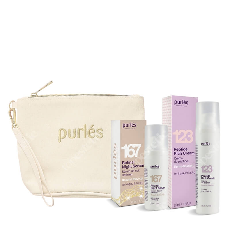 Purles X-Mas Set II ZESTAW 167 Serum 30 ml + 123 Krem 50 ml + Kosmetyczka beżowa 1 szt