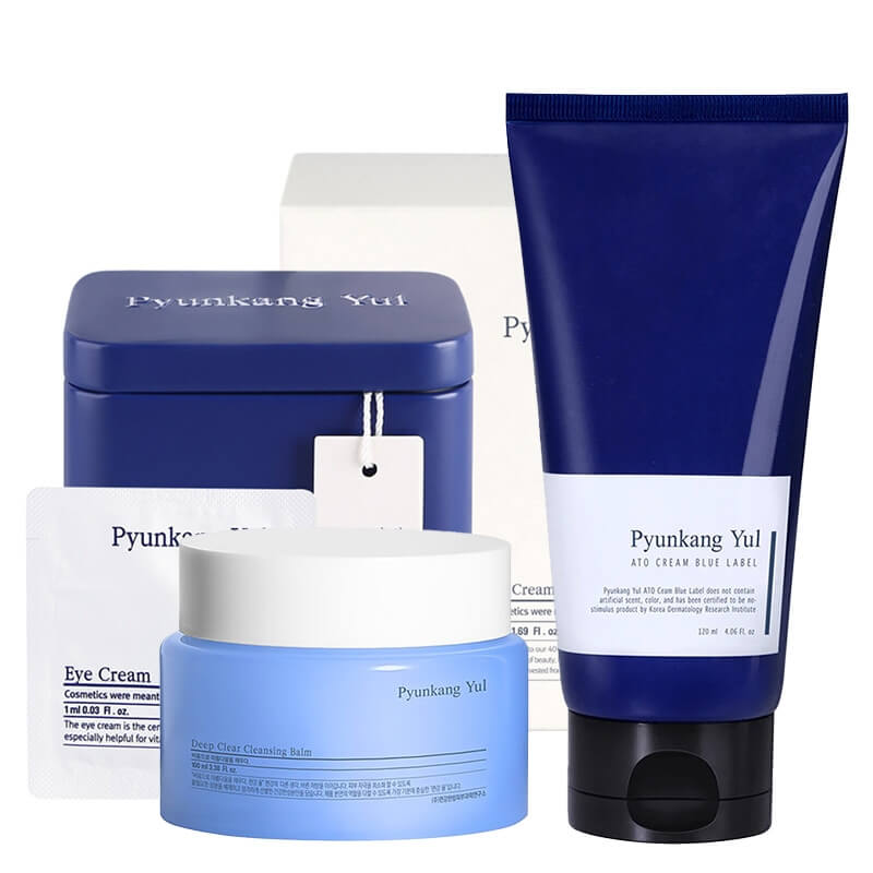 Pyunkang Yul Face Care ZESTAW Balsam do demakijażu 100 ml + Krem kojący na podrażnioną skórę ze stanami zapalnymi 120 ml + Krem pod oczy redukujący cienie i zmars