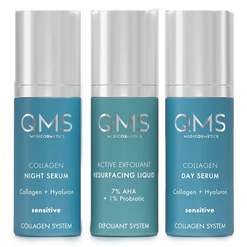 QMS Day And Night 3-Step Core Routine Set Sensitive Zestaw do 3-etapowej kolagenowej pielęgnacji 3x30 ml