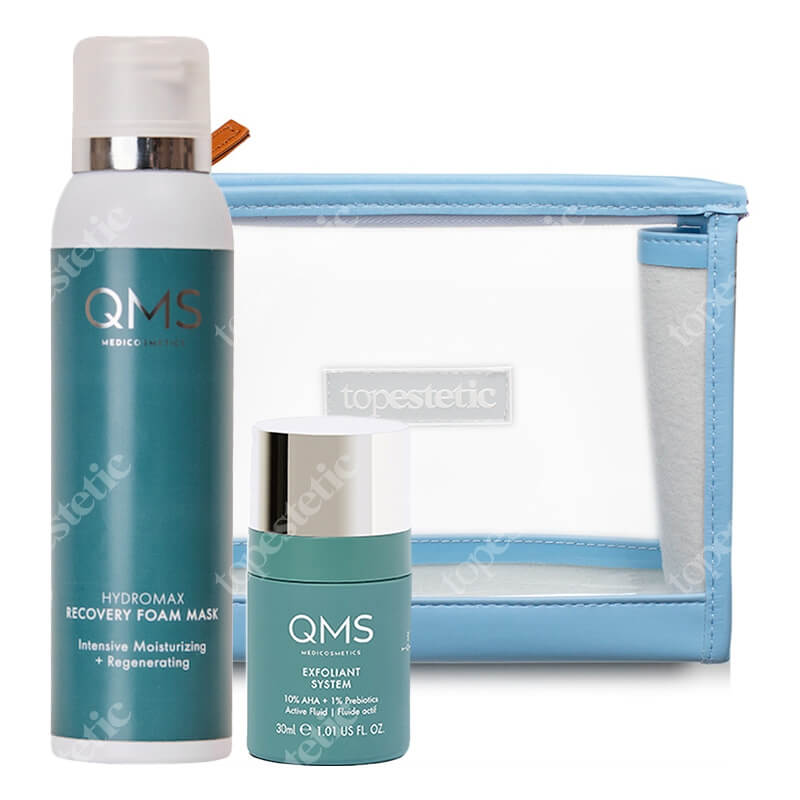 QMS Favorite Set ZESTAW Peeling kwasowy z 10% AHA i probiotykami 30 ml + Nawilżająca maska w piance z witaminami ACE 150 ml + Przezroczysta 1 szt