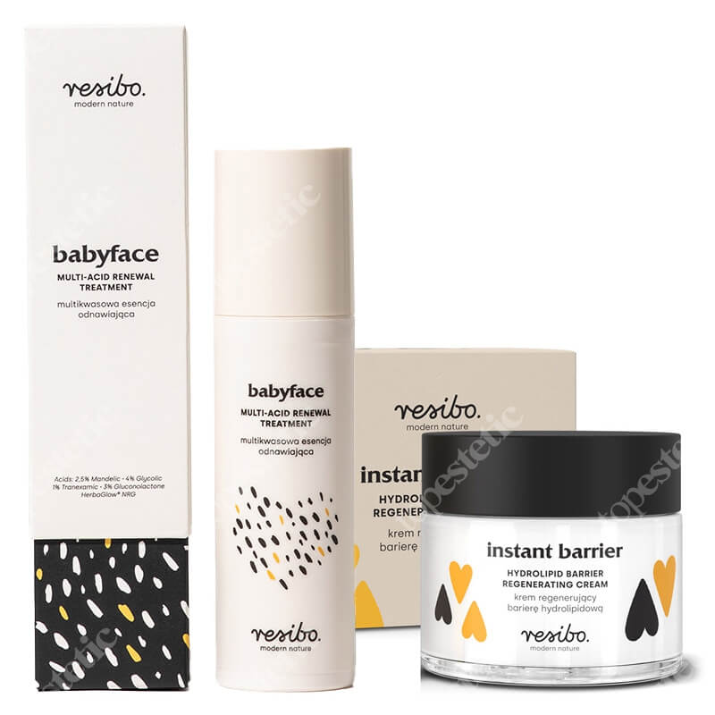 Resibo Babyface + Instant Barrier ZESTAW Multikwasowa esencja odnawiająca 50 ml + Krem regenerujący barierę hydrolipidową 50 ml