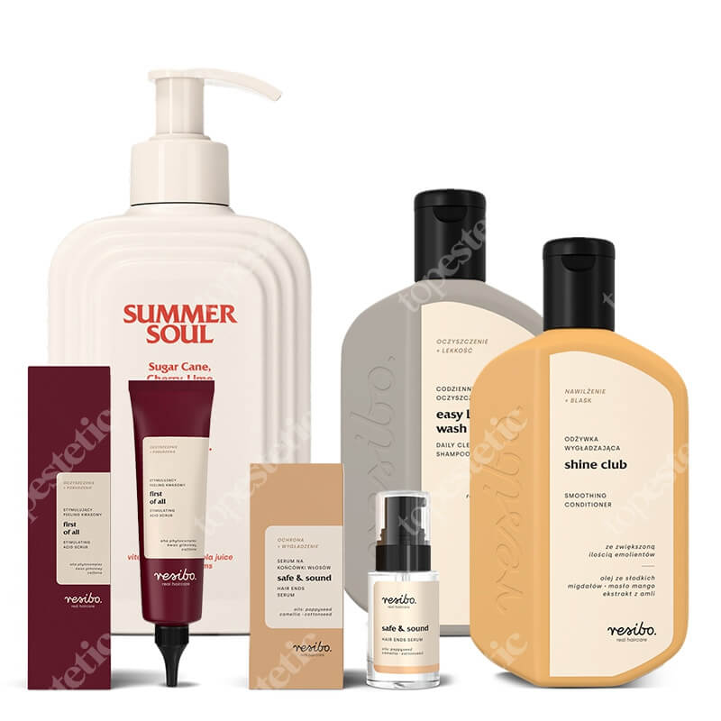 Resibo Body and Hair Care Set III ZESTAW Peeling 100 ml + Serum 15 ml + Szampon 250 ml + Odżywka 250 ml + Żel pod prysznic 350 ml