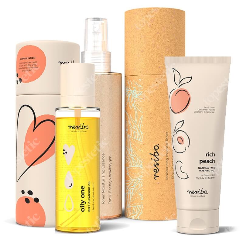 Resibo Clean Up Set ZESTAW Olejek do demakijażu 100 ml + Żel myjący do twarzy 125 ml + Tonik. Esencja nawilżająca 150 ml