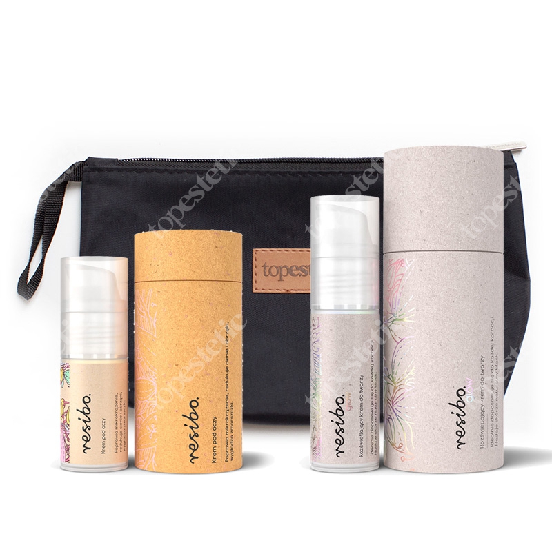 Resibo Eye Cream + Cream Glow + Kosmetyczka ZESTAW Krem pod oczy 15 ml + Rozświetlający krem 30 ml + Kosmetyczka 1 szt.