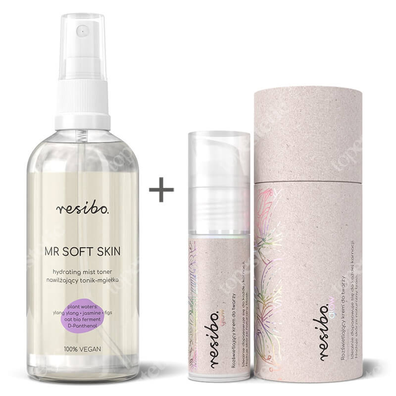 Resibo Glow - Illuminating Day Cream + Mr Soft Skin ZESTAW Rozświetlający krem do twarzy 30 ml + Nawilżający tonik - mgiełka 100 ml