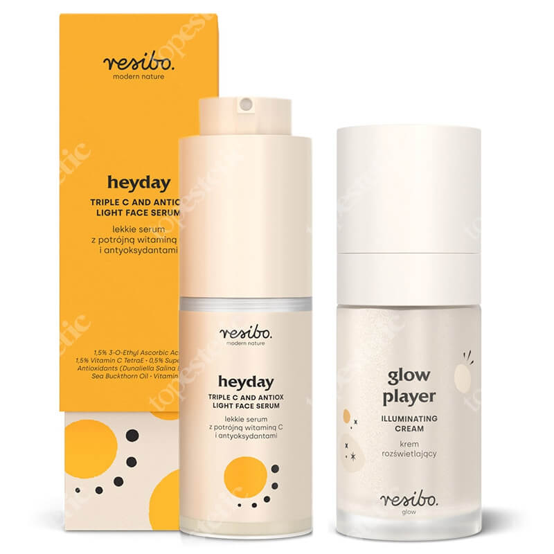 Resibo Heyday + Glow Player ZESTAW Serum z potrójną witaminą C 30 ml + Rozświetlający krem do twarzy 30 ml
