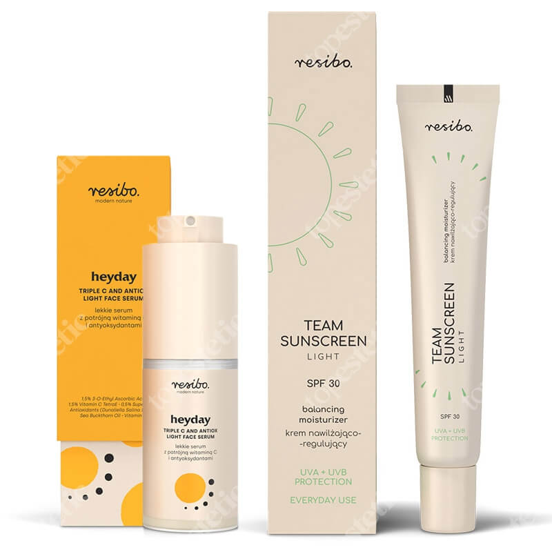 Resibo Heyday + Team Sunscreen ZESTAW Serum z potrójną witaminą C 30 ml + Krem SPF 30 40 ml