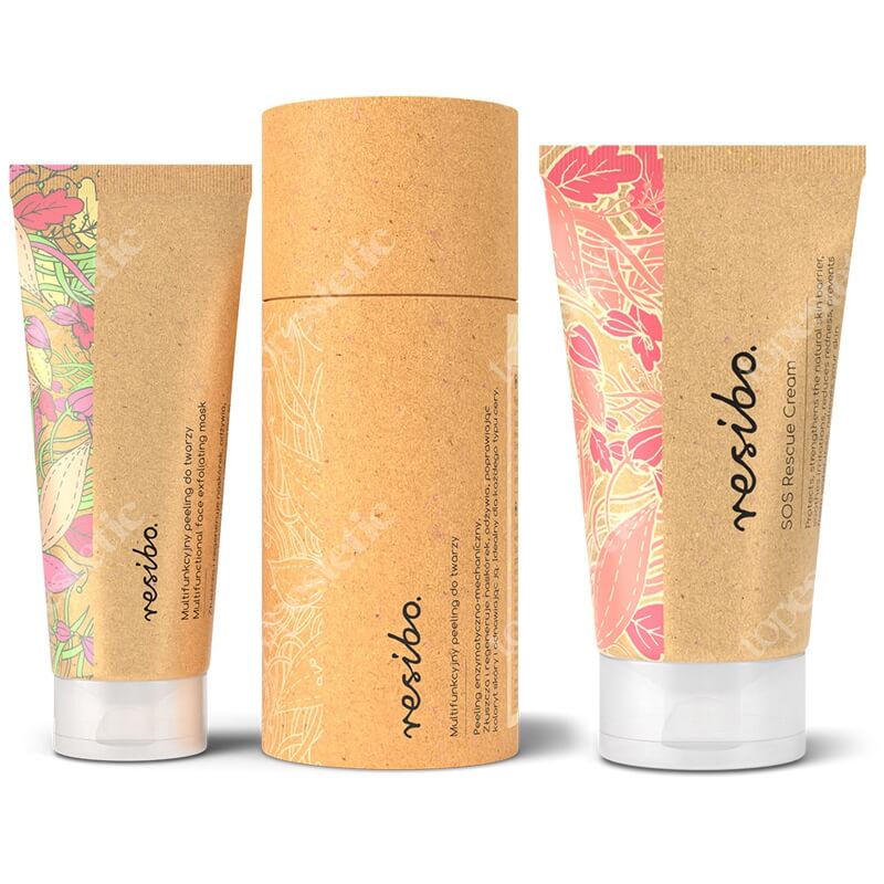 Resibo Multifunctional Face Exfoliating Mask + SOS Rescue Cream ZESTAW Multifunkcyjny peeling do twarzy 75 ml + Łagodzi podrażnienia, zmniejsza zaczerwienienia, zapobiega utracie wody 50 ml
