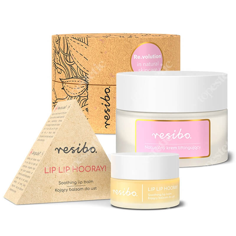 Resibo Natural Lifting Cream + Lip Lip Hooray ZESTAW Naturalny krem liftingujący 50 ml + Kojący balsam do ust 7 ml