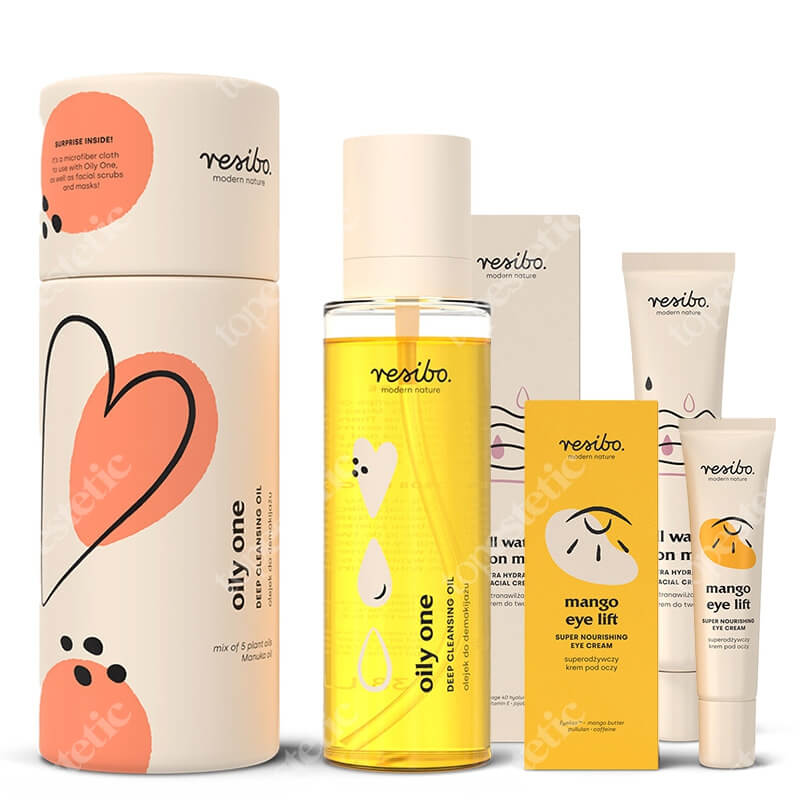 Resibo Oily One + Mango Eye Lift + All Water on Me ZESTAW Olejek do demakijażu 100 ml + Superodżywczy krem pod oczy 15 ml + Ultranawilżający krem do twarzy 40 ml