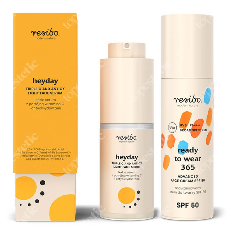 Resibo Ready to Wear 365 SPF 50 + Heyday ZESTAW Krem SPF 50 50 ml + Serum z potrójną witaminą C i antyoksydantami 30 ml