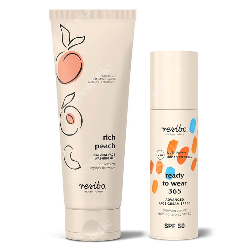 Resibo Ready to Wear 365 SPF 50 + Rich Peach ZESTAW Krem SPF 50 50 ml + Żel myjący z ekstraktem z brzoskwini 125 ml