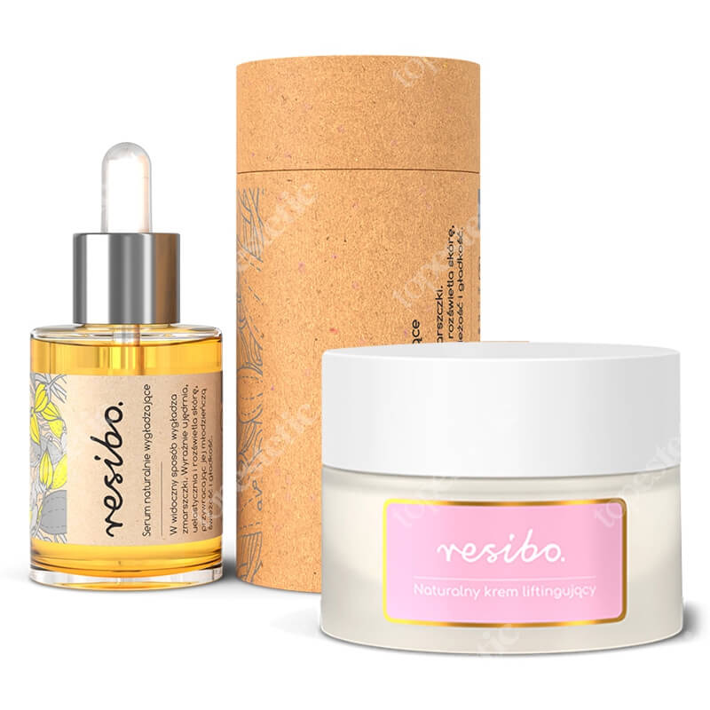 Resibo Serum Naturalnie Wygładzające + Natural Lifting Cream ZESTAW Przywraca skórze młodzieńczą świeżość i gładkość 30 ml + Naturalny krem liftingujący 50 ml