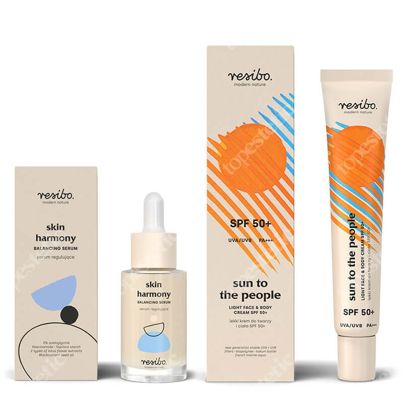 Resibo Skin Harmony + Sun To The People SPF 50+ ZESTAW Serum normalizujące 30 ml + Lekki krem do twarzy i ciała 50 ml