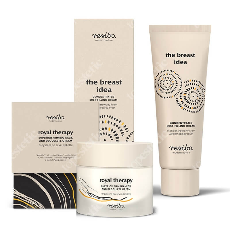 Resibo The Breast Idea + Royal Therapy ZESTAW Skoncentrowany krem wypełniający biust 75 ml + Arcykrem do szyi i dekoltu 50 ml