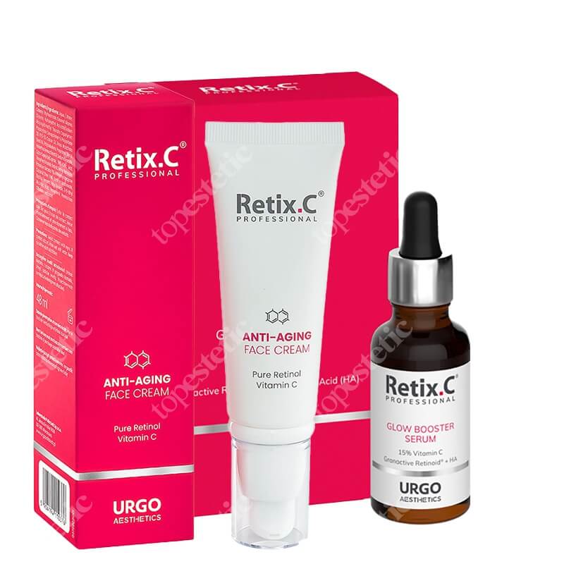 Retix C Glow Booster + Anti - Aging Face Cream ZESTAW Serum 30 ml + Przeciwzmarszczkowy krem z retinolem i witaminą C 48 ml