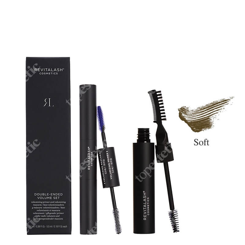 Revitalash Beauty Eyes ZESTAW Tusz i podkład 2w1, 11 ml + Wielozadaniowy stylizująco-koloryzujący żel do brwi﻿ - jasnybrązowy 7,4 ml