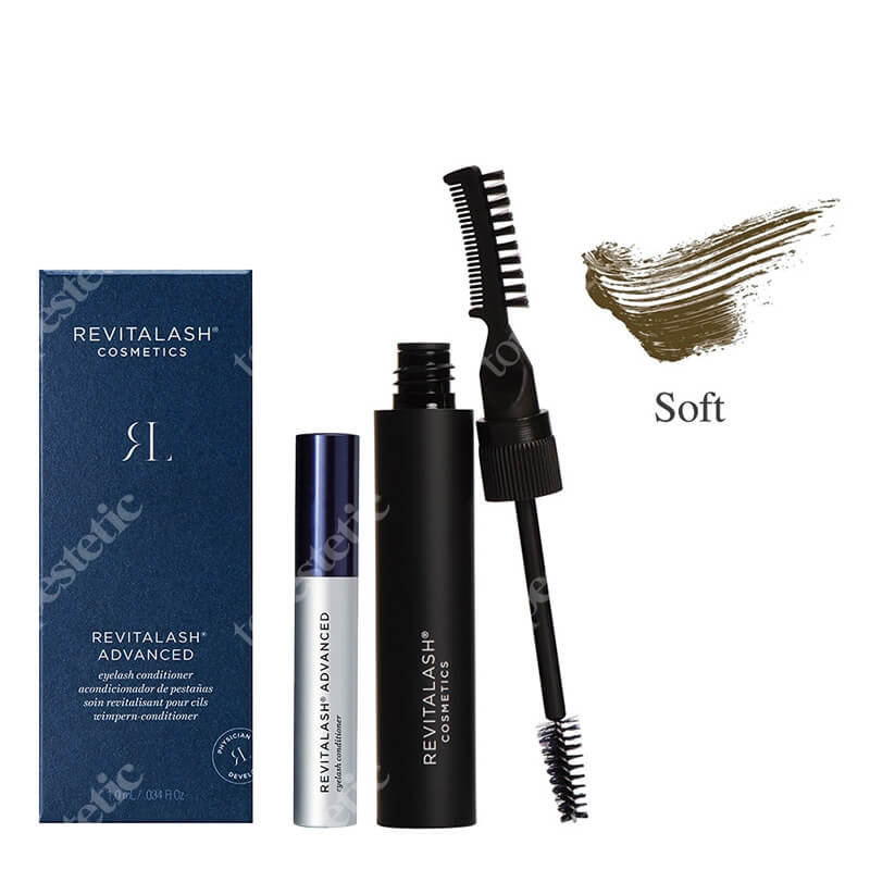 Revitalash Eyelash + Brow Gel Soft Brown ZESTAW Odżywka stymulująca wzrost rzęs 1,0 ml + Żel do brwi﻿ - jasnybrązowy 7,4 ml