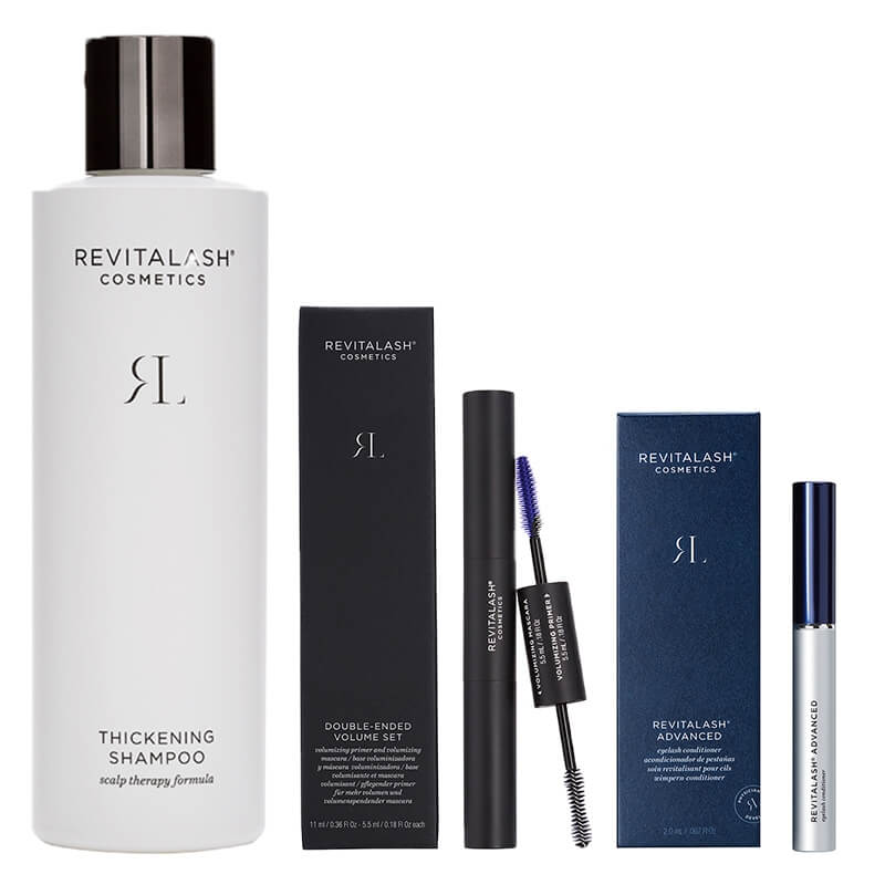 Revitalash Favorite Set ZESTAW Odżywka stymulująca wzrost rzęs 2,0 ml + Tusz i podkład 2w1, 11 ml + Szampon pogrubiający 250 ml