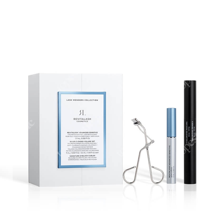 Revitalash Lash Wonders Collection Sensitive ZESTAW Serum do rzęs dla wrażliwych oczu 2 ml + Tusz i podkład 2w1, 11 ml + Zalotka 1 szt