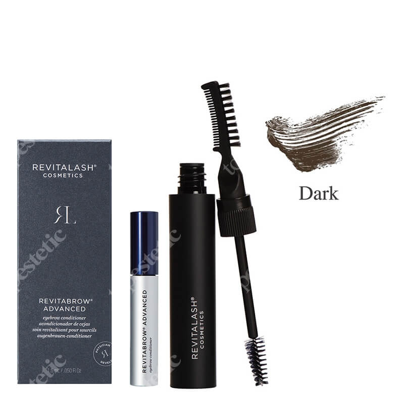 Revitalash RevitaBrow ZESTAW Odżywka stymulująca wzrost brwi 1,5 ml + Wielozadaniowy stylizująco-koloryzujący żel do brwi﻿ - ciemny brąz 7,4 ml