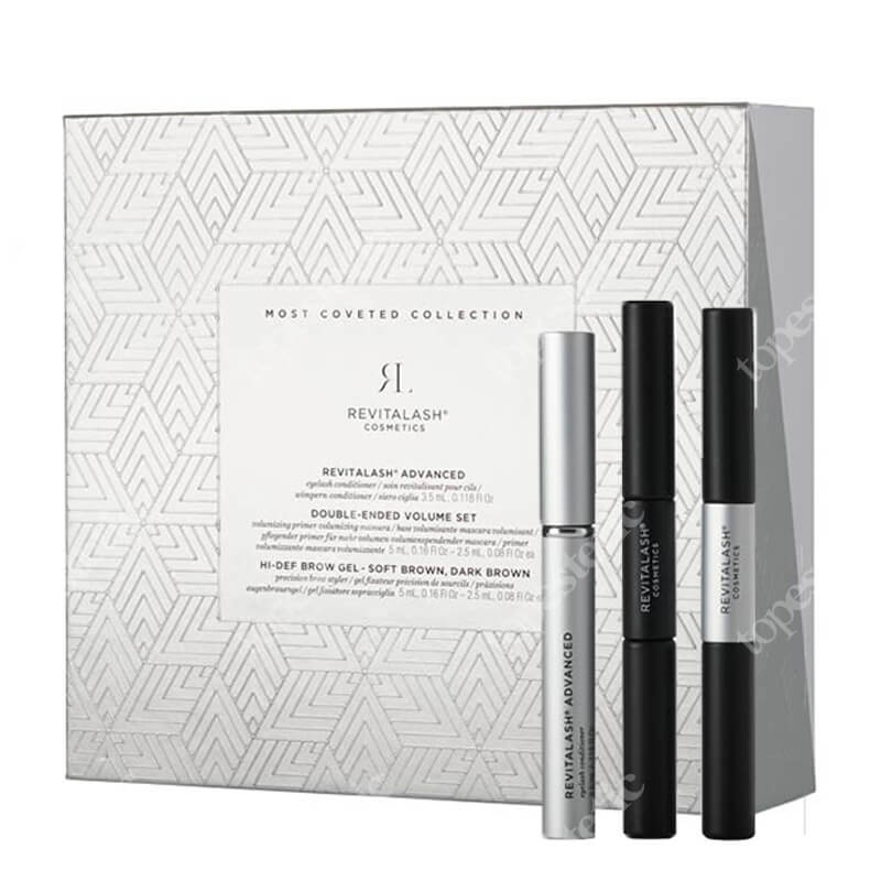 Revitalash The Most Coveted Collection To Lash ZESTAW Odżywka stymulująca wzrost rzęs 3,5 ml + Tusz i podkład 5 ml + Żel do brwi jasny/ciemny brąz 5 ml (2x 2.5 ml)