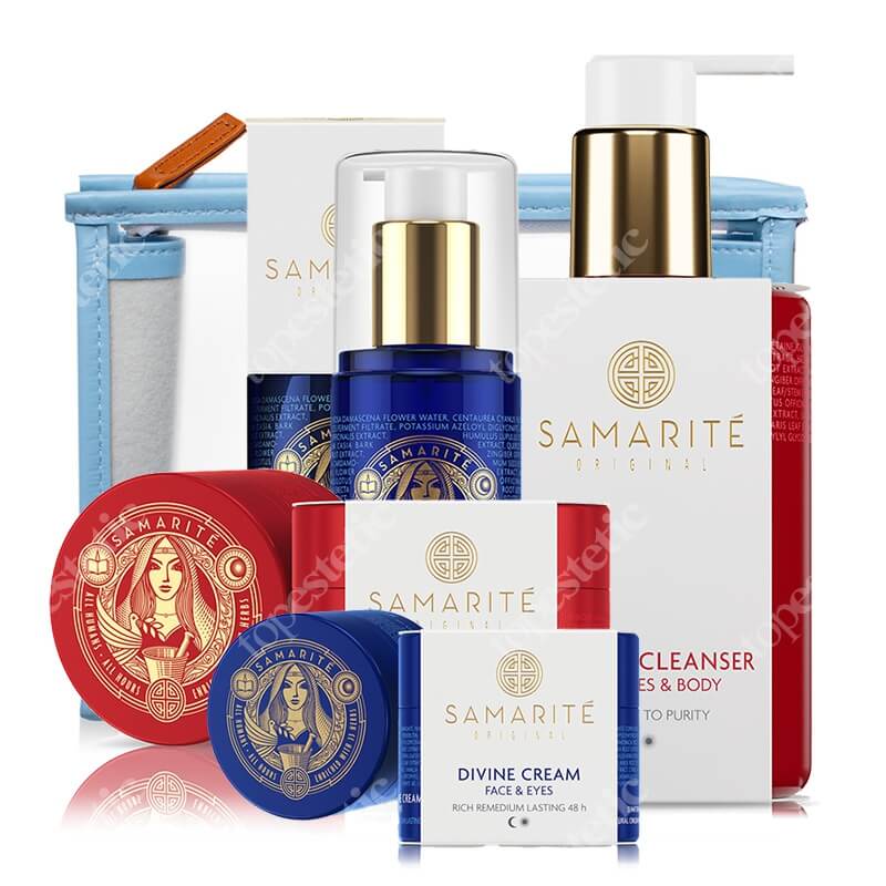 Samarite Bestseller Set ZESTAW Eliksir 150 ml + Krem do twarzy 45 ml + Żel dla oczyszczenia 300 ml + Regenerujący balsam 90 ml + Kosmetyczka 1 szt