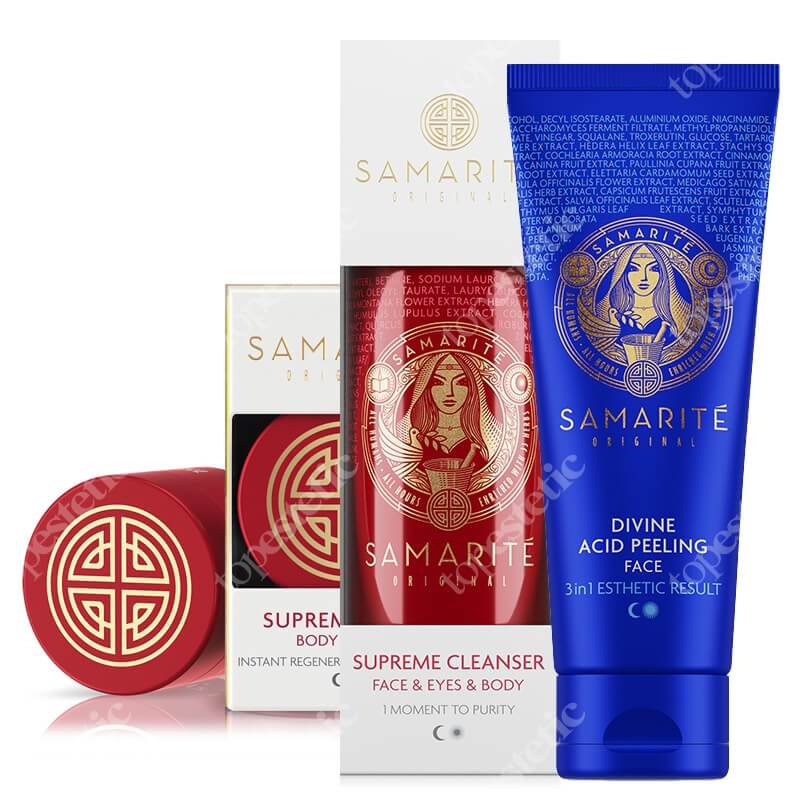 Samarite Clean Routine Set ZESTAW Żel dla oczyszczenia twarzy i ciała 100 ml + Peeling do twarzy 75 ml + Regenerujący balsam 15 ml