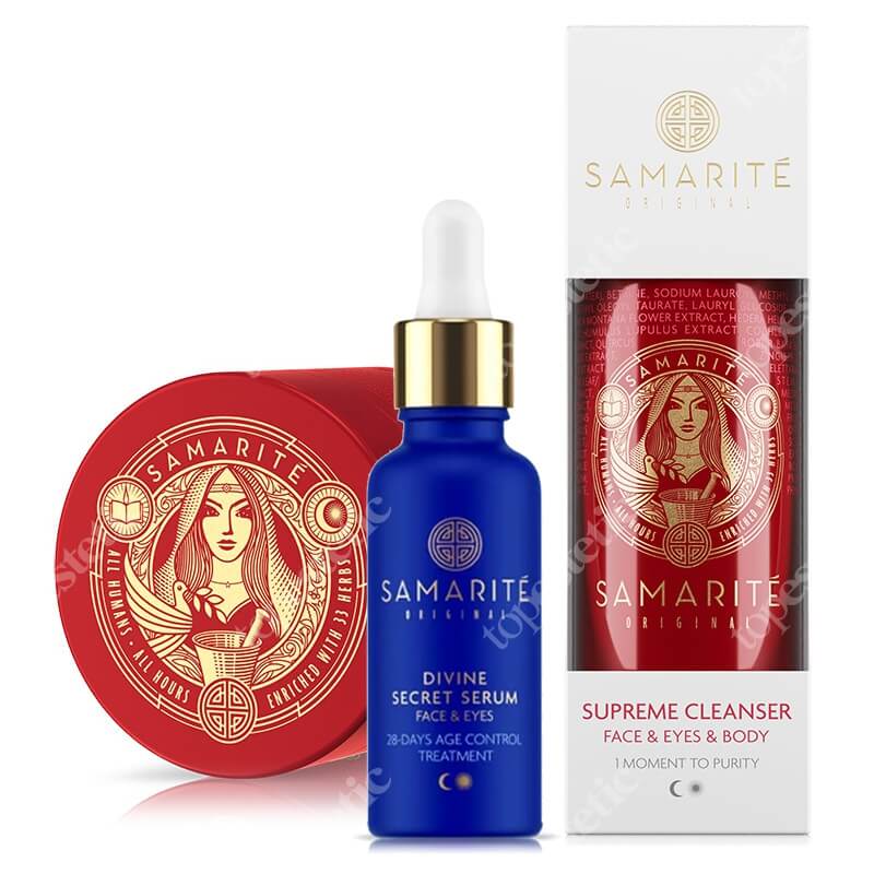 Samarite Mini Supreme Cleanser + Supreme Balm + Divine Secret Serum ZESTAW Żel pczyszczający 100 ml + Balsam do ciała i twarzy 90 ml + Serum do twarzy 30 ml
