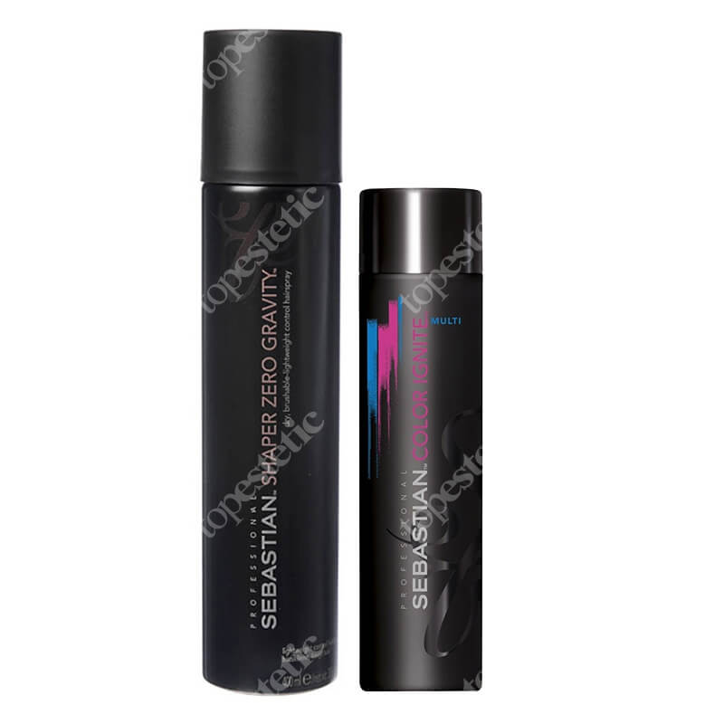 Sebastian Professional Color Ignite Multi + Shaper Zero Gravity ZESTAW Szampon do włosów farbowanych i rozjaśnianych wielotonowo 250 ml + Lekki suchy lakier 400 ml
