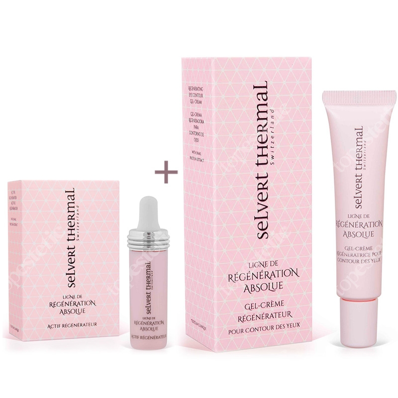 Selvert Thermal Active Regenerator With Snail Protein Extract + Regenerating Eye Contour Gel-Cream ZESTAW Koncentrat regenerujący z ekstraktem wydzieliny ślimaka 5 ml + Żel-krem regenerujący na okolice oczu z ekstraktem wydzieliny ślimaka 15