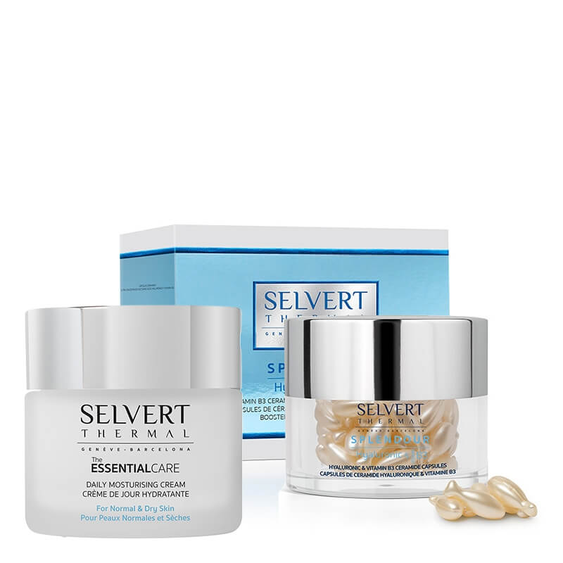 Selvert Thermal Hyaluronic and Vitamin B3 Ceramide Capsules + Daily Moisturising Cream ZESTAW Kapsułki ceramidowe 60 kaps. + Witalizujący krem na dzień 50 ml