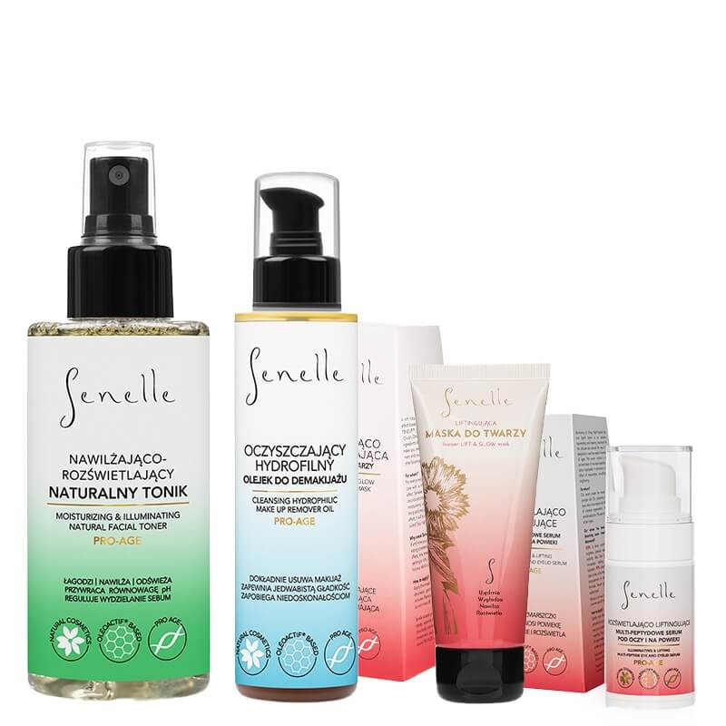 Senelle Beauty Ritual ZESTAW Olejek do demakijażu 150 ml + Tonik 150 ml + Serum pod oczy 15 ml + Liftingująca maska do twarzy 65 ml
