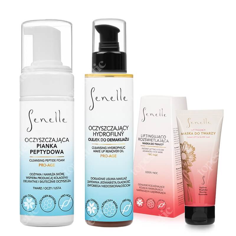 Senelle Clean And Firm ZESTAW Olejek do demakijażu 150 ml + Liftingująca maska do twarzy 65 ml + Oczyszczająca pianka peptydowa 150 ml