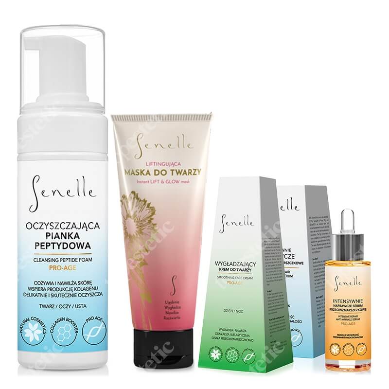 Senelle Lift And Glow Set ZESTAW Pianka 150 ml + Serum przeciwzmarszczkowe 30 ml + Krem do twarzy 50 ml + Maska 65 ml