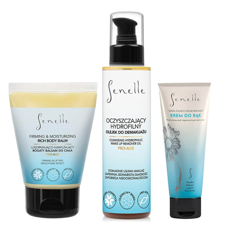 Senelle Must Have ZESTAW Ujędrniający balsam do ciała 100 ml + Olejek do demakijażu 150 ml + Krem do rąk 65 ml