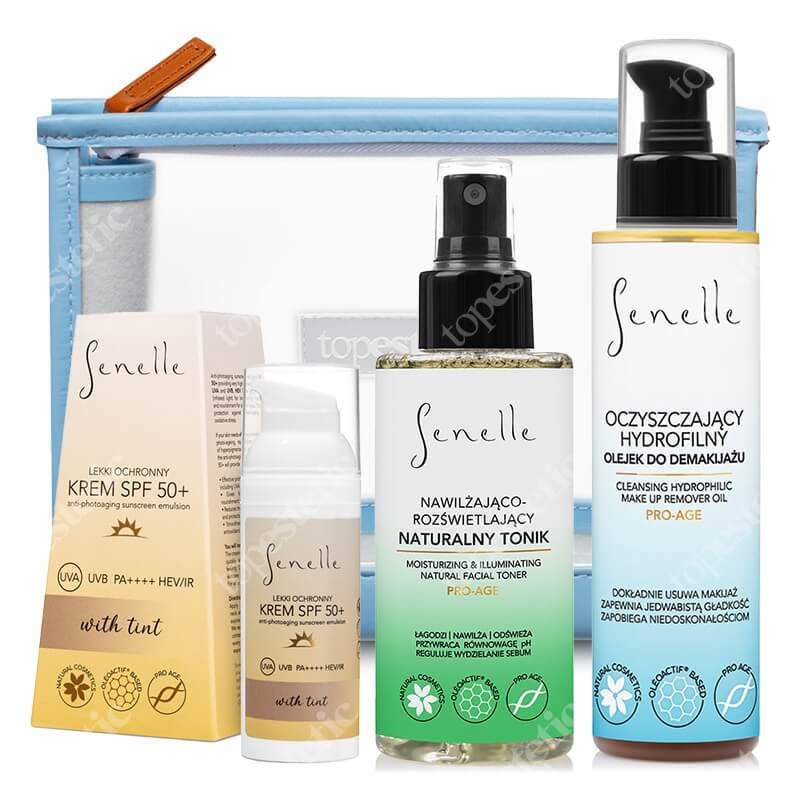 Senelle Perfect Start ZESTAW Olejek do demakijażu 150 ml + Tonik 150 ml + Krem SPF 50+ z pigmentem 50 ml + Kosmetyczka 1 szt