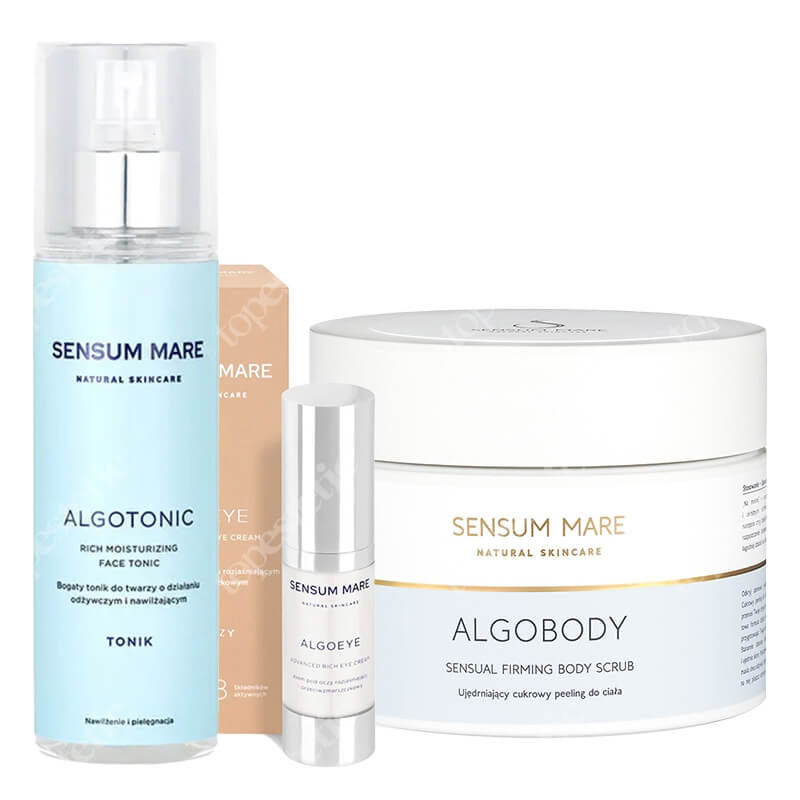 Sensum Mare AlgoBody + AlgoTonic + AlgoEye ZESTAW Ujędrniający peeling do ciała 300 g + Tonik 200 ml + Krem pod oczy 15 ml