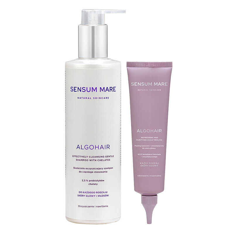 Sensum Mare AlgoHair ZESTAW Peeling kwasowo-enzymatyczny do skóry głowy 150 ml + Oczyszczający szampon do częstego stosowania 250 ml