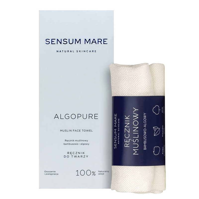 Sensum Mare AlgoPure Muslin Face Towel Muślinowy ręcznik do twarzy bambusowo-algowy 1 szt