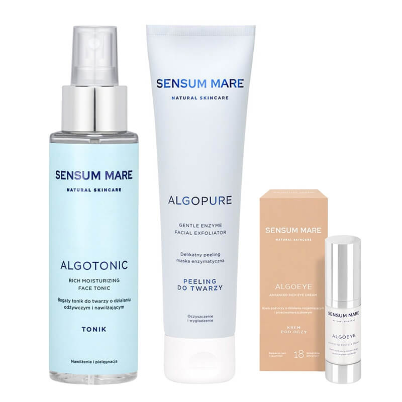 Sensum Mare AlgoTonic + AlgoEye + AlgoPure ZESTAW Tonik 100 ml + Krem pod oczy 15 ml + Peeling enzymatyczny 100 ml