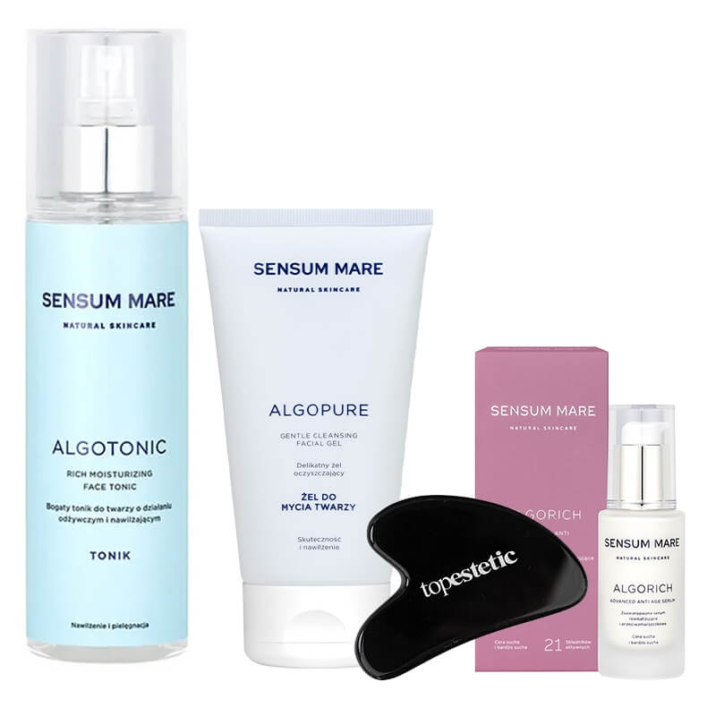Sensum Mare Clean And Firm ZESTAW Żel do mycia twarzy 150 ml + Tonik 200 ml + Serum 35 ml + Gua Sha 1 szt