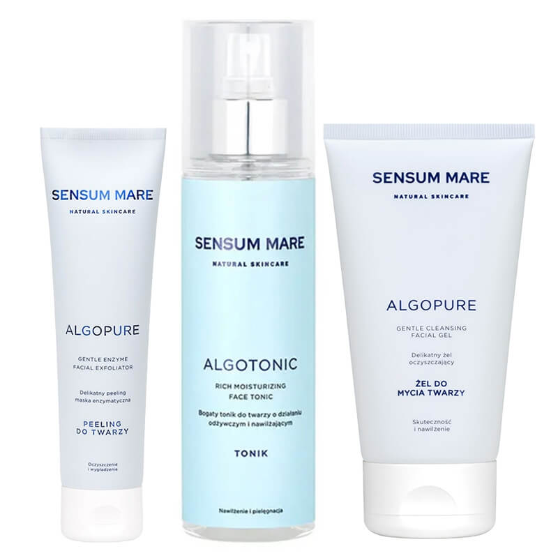 Sensum Mare Clean Skin ZESTAW Żel do mycia twarzy 150 ml + Peeling enzymatyczny 100 ml + Tonik 200 ml