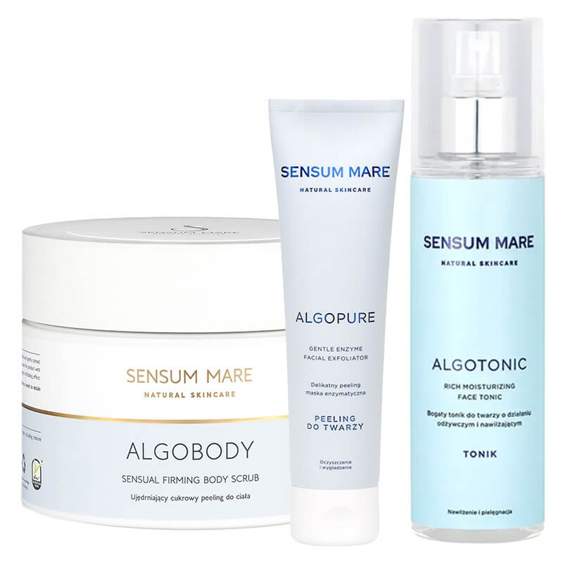 Sensum Mare Fresh Skin ZESTAW Peeling enzymatyczny 100 ml + Peeling cukrowy do ciała 300 g + Tonic 200 ml