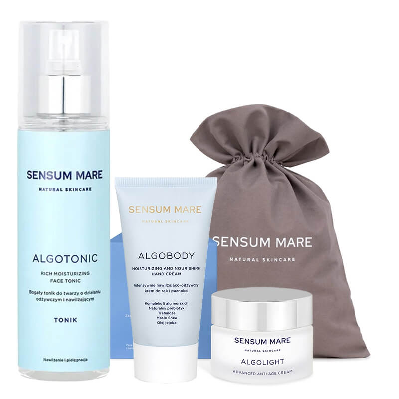 Sensum Mare Light And Fresh Skin ZESTAW Tonik 200 ml + Krem o lekkiej konsystencji 50 ml + Krem do rąk 50 ml + Woreczek 1 szt GRATIS