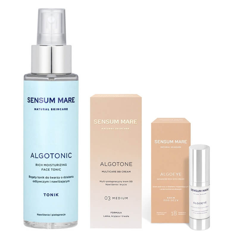 Sensum Mare Perfect Start ZESTAW Tonik 100 ml + Krem pod oczy 15 ml + Multi - pielęgnacyjny krem BB (kolor Medium) 30 ml