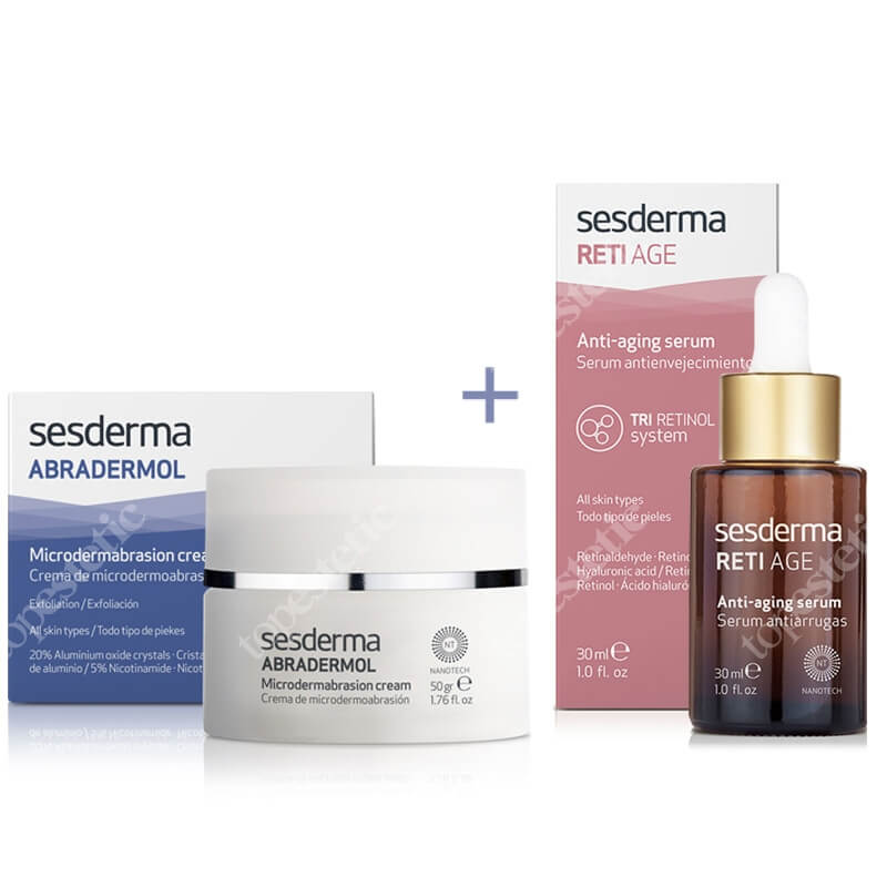 Sesderma Abradermol + Reti Age Serum ZESTAW Krem mikrodermabrazja 50 g + Serum przeciwzmarszczkowe 30 ml