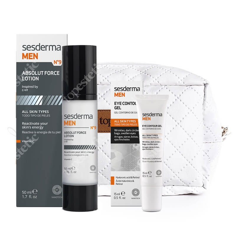 Sesderma Absolute Force Lotion + Eye Contour Gel ZESTAW Przeciwzmarszczkowy krem do twarzy 50 ml + Krem pod oczy 15 ml + Biała, pikowana